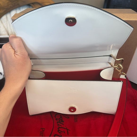 Christian Louboutin Large Loubi54 Crossbody White Leather Clutch - Picture 4 of 11